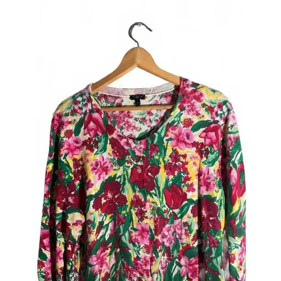 Talbots Floral Cardigan Sweater - Vibrant Spring Colors, Size 2X - Picture 3 of 7